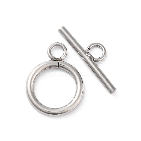Non-Tarnish 304 Stainless Steel Ring Toggle Clasps STAS-A092-09H-P-1