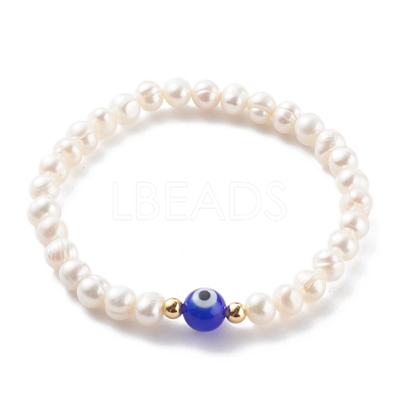Natural Pearl Stretch Beaded Bracelets BJEW-JB06163-01-1