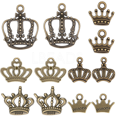 60Pcs 6 Styles Tibetan Style Alloy Charms FIND-BM0001-46-1