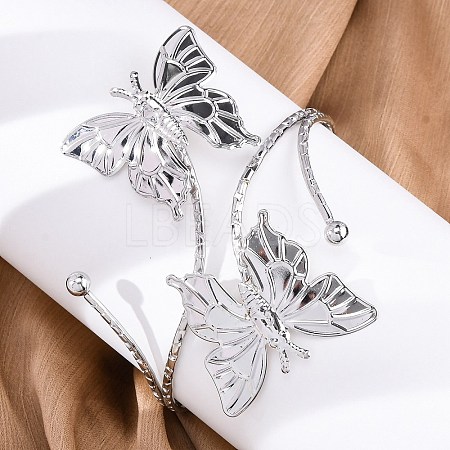 Butterfly Alloy Arm Cuff Bangles for Girl Women LS-AJEW-A063-01H-P-1