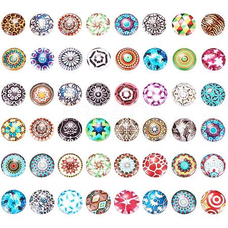 Printed Glass Half Round/Dome Cabochons GGLA-PH0004-09-1