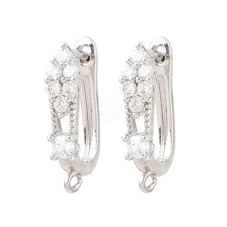 Brass Micro Pave Cubic Zirconia Hoop Earring Findings CU-CBAB5B4-01P-1