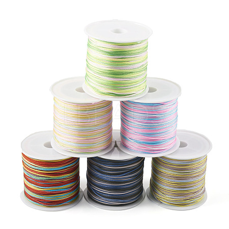  6 Rolls 6 Colors Segment Dyed Nylon Chinese Knotting Cord NWIR-TA0001-04-1