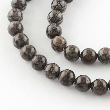 Round Natural Red Snowflake Obsidian Beads Strands G-R324-6mm-01-1