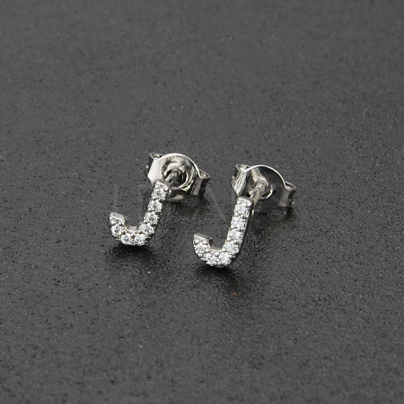 Brass Micro Pave Clear Cubic Zirconia Stud Earrings FS-WGC2F12-10-1