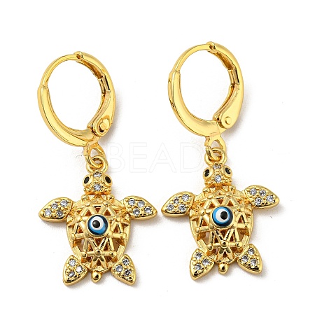 Real 18K Gold Plated Brass Dangle Leverback Earrings EJEW-A033-26G-1