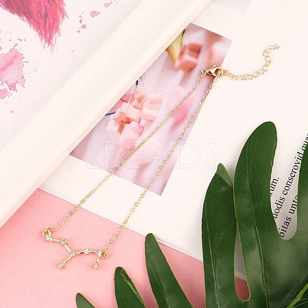 Twelve Constellation Alloy Crystal Rhinestone Link Chain Anklets for Women FS-WG97E4C-06-1