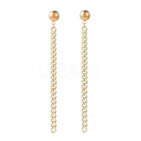 Brass Enamel Curb Chain Tassel Earrings EJEW-JE05789-01-1