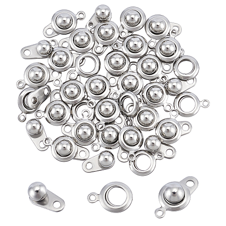 30Sets 201 Stainless Steel Snap Clasps STAS-UN0062-05-1