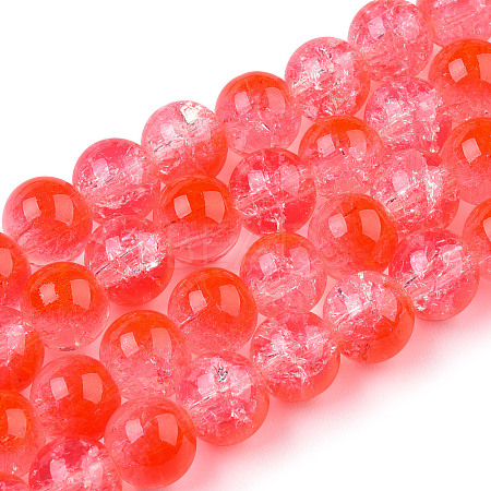 Transparent Crackle Baking Paint Glass Beads Strands DGLA-T003-01B-12-1