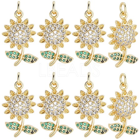 10Pcs Brass Micro Pave Cubic Zirconia Pendants KK-BBC0020-63-1