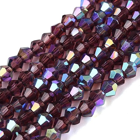 AB Color Plated Transparent Glass Beads Strands GLAA-G127-01S-1