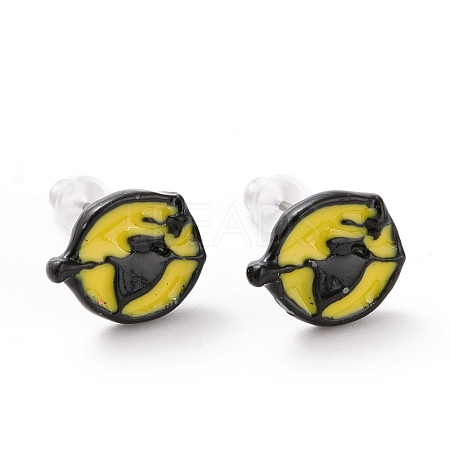 Alloy Flat Round Stud Earrings with Steel Pin EJEW-E143-13-1