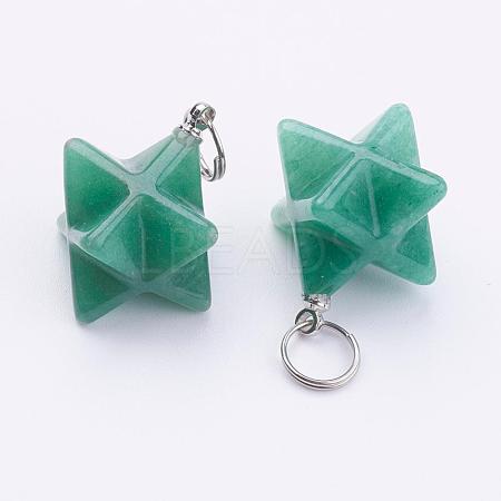 Natural Green Aventurine Pendants G-E398-02G-1