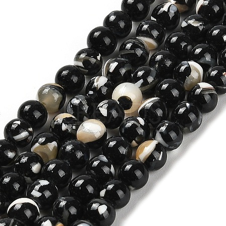Assembled Synthetic Stone and Trochus Shell Beads Strands G-B128-08A-04-1