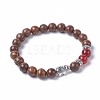 Dyed Wood Round Beads Stretch Bracelets BJEW-JB04839-5