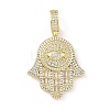 Brass Micro Pave Clear Cubic Zirconia Pendants KK-B141-04G-04-1