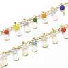 3.28 Feet Handmade Glass Beaded Chains X-CHC-E020-01G-3
