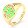 Adjustable Real 18K Gold Plated Brass Enamel Finger Ringss RJEW-L071-27G-3
