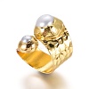 Adjustable Pearl Cuff Finger Rings X-RJEW-K229-H01-4