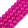 Spray Painted Crackle Glass Beads Strands CCG-Q001-10mm-08-1