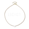 Glass Beads with Shell Heart  Necklaces NJEW-JN04681-03-4
