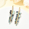 304 Stainless Steel with Natural Mixed Gemstone Stud Earrings EJEW-JE07520-01-1