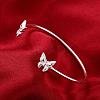 Beautiful Silver Plated Brass Butterfly Cuff Bangles Torque Bangles BJEW-BB00768-4
