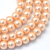 Baking Paint Pearlized Glass Pearl Round Bead Strands HY-Q003-10mm-18-1