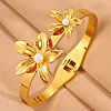 304 Stainless Steel & Imitation Pearl Hinged Bangles for Women WG2B9FA-01-1