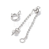 Rhodium Plated 925 Sterling Silver Ends with Chains STER-P050-03P-2