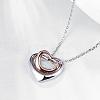 Platinum & Rose Gold Plated Tin Alloy Double Heart Pendant Necklaces NJEW-BB02208-3