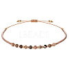 2mm Faceted Natural Rhodonite Beaded Braided Adjustable Bracelets for Women PF2854-3-2