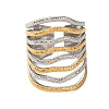 304 Stainless Steel Double Color Cuff Rings RJEW-S635-01GP-L-2