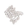 Leaf 304 Stainless Steel Cuff Ring for Women RJEW-F121-07P-1