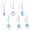 6Pcs 6 Styles Teardrop & Oval Glass Hanging Suncatchers HJEW-FH00201-1