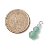 Natural Green Aventurine Round Beaded Pendants PALLOY-JF02867-03-2