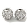 Brass Micro Pave Clear Cubic Zirconia Beads ZIRC-R113-01D-P-1