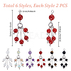 12Pcs 6 Styles Mixed Stone Round Tassel Big Pendants PALLOY-PHE00009-2