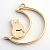 Matte Style Rack Plating Alloy Kitten Open Back Bezel Pendants PALLOY-S047-38C-FF-2