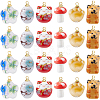 24Pcs 6 Styles Porcelain Pendants PALLOY-FH00169-1