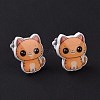 Acrylic Cat Stud Earrings with Platic Pins for Women EJEW-F293-04D-3