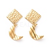 304 Stainless Steel Crescent Moon with Rhombus Dangle Stud Earrings for Women EJEW-G328-19-2