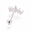 Rhodium Plated 925 Sterling Silver Barbell Cartilage Earrings STER-I018-01P-2