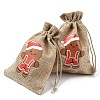 30Pcs 15 Styles Christmas Printed Jute Cloth Storage Pouches ABAG-YW0001-10-15
