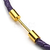 Brass Column Bar Link Bracelet with Leather Cords BJEW-G675-05G-13-2