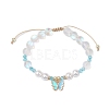 8mm Round Synthetic Moonstone & Shell Pearl Braided Bead Bracelets BJEW-JB10428-3