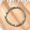 Natural Green Spot Jasper Bead Stretch Bracelets BJEW-K212-A-017-1