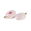 Natural Rose Quartz & Cubic Zirconia Pendants G-Z076-01G-02-2