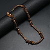 Natural Tiger Eye Chips & Coconut Disc Beaded Necklace PW-WG14432-02-1